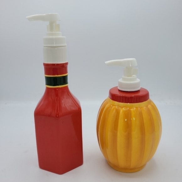 Bar B Q Time By Matt Maguire Ceramic Ketchup and Mustard Dispensers - Picture 3 of 11